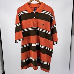Vintage Y2K‎ Karl Kani Embroidered Fall Striped Polo Shirt Mens Size XL Cotton